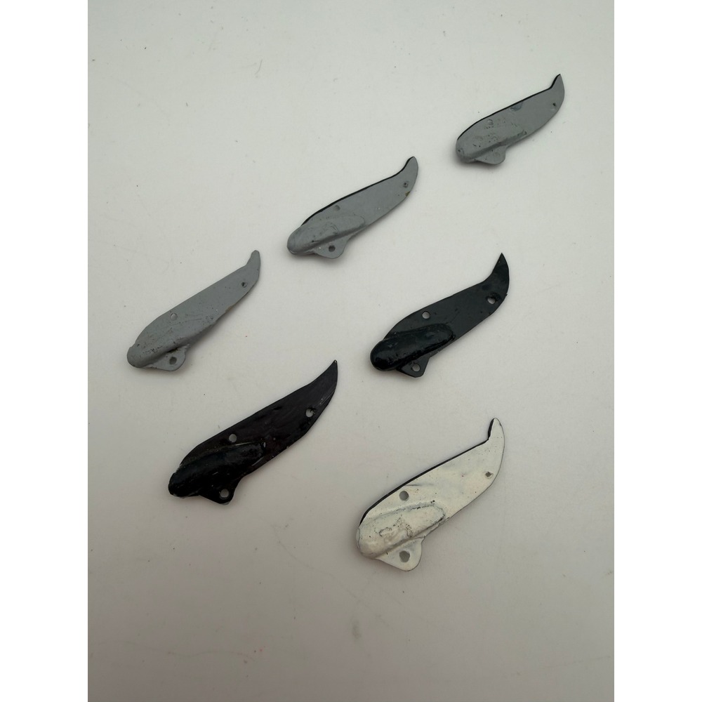 Handmade Vintage Lead Fishing Jigs 6 Curved Gay Blade Lures Black Grey White